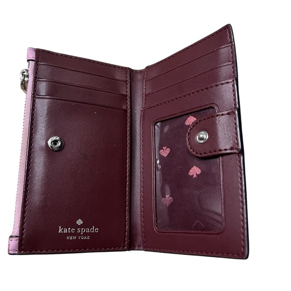 KATE SPADE Hayes Street Mikey Bow Leather Small Bi-fold Wallet in Sugar Pink - Picture 3 of 3